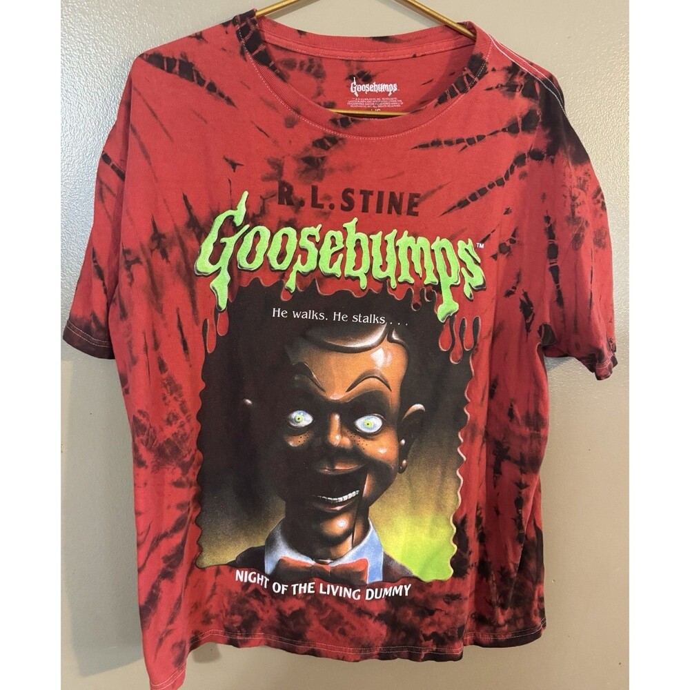 Goosebumps Night Of The Living Dummy T-Shirt Mens Large Red Tie Dye Horror Book